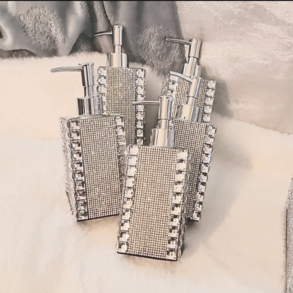 Bella Lux rhinestone/bling/diamond soap dispensers.